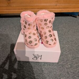 Olivia Miller Pink and Gold Kids Rain & Snow Boots